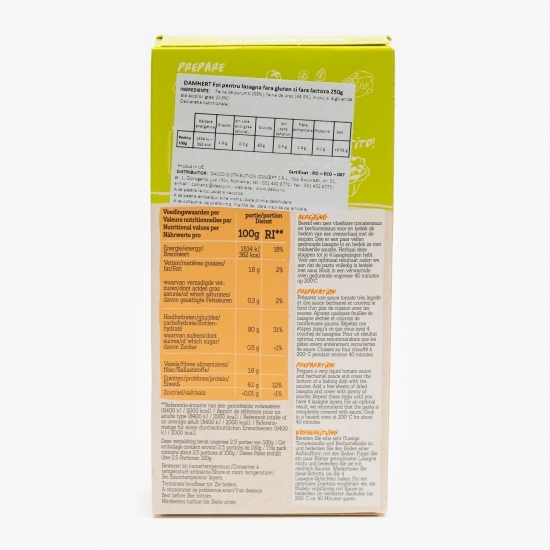 Paste foi pentru Lasagna, fără gluten și fără lactoză 250g