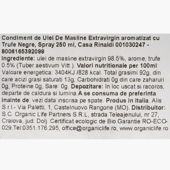 Ulei de măsline extravirgin aromatizat cu trufe negre, spray, 0.25l