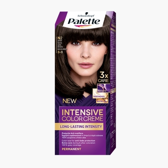 Vopsea de păr permanentă Intensive Color Cream, N2 (3-0) șaten închis, 110ml