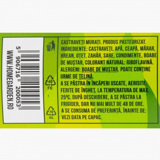 Castraveți murați 6-9cm în oțet 850g