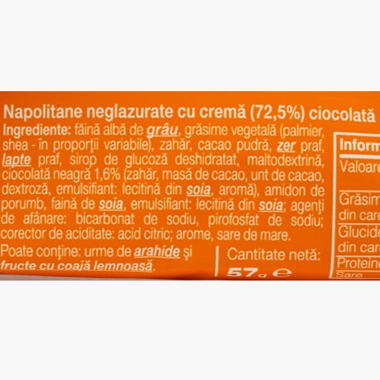 Napolitane Skinny neglazurate, cu cremă de ciocolată 57g