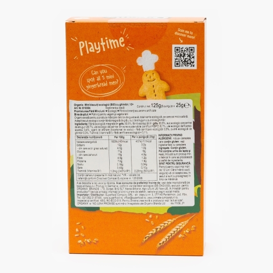 Mini biscuiți ecologici pentru copii, cu ghimbir, 12+ luni, 125g