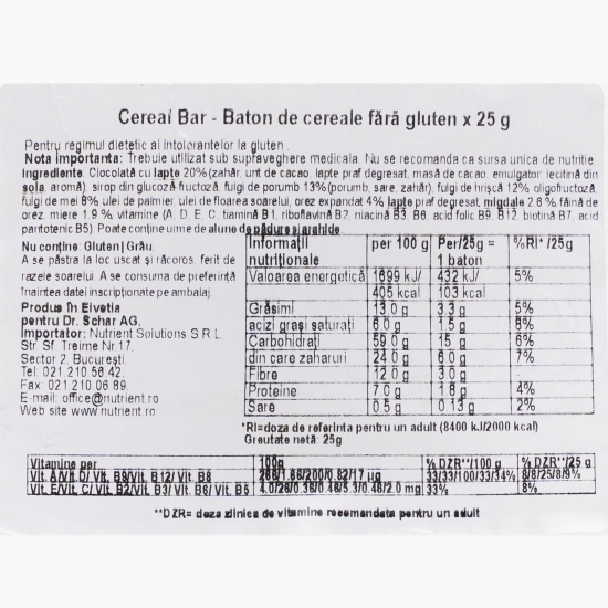 Baton de cereale fără gluten 25g 