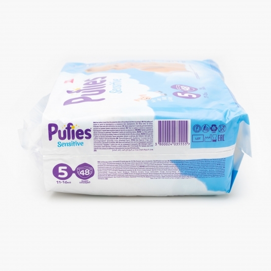 Scutece Sensitive, 5 Junior, Maxi Pack, 11-16kg, 48 buc