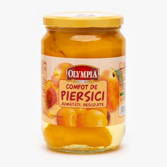 Compot de piersici decojite, în sirop slab îndulcit 700g