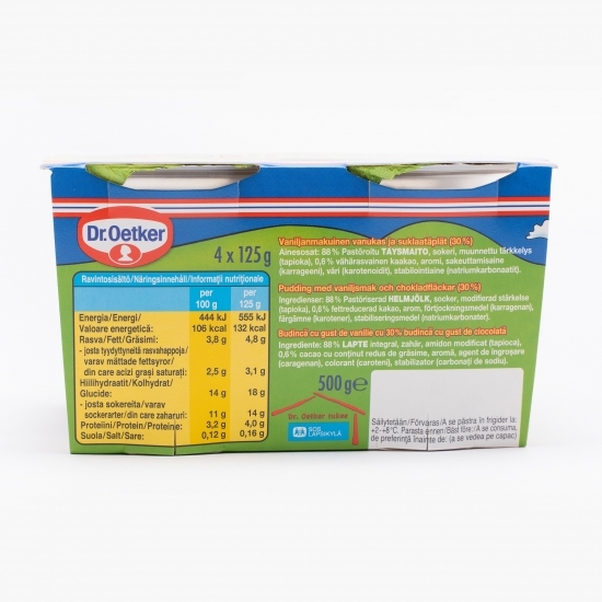 Budincă Paula cu gust de vanilie și ciocolată 4x125g