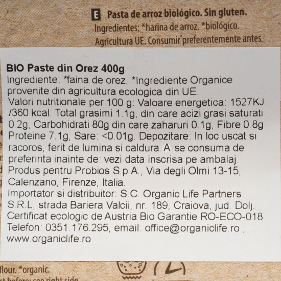 Paste din orez eco fără gluten 400g