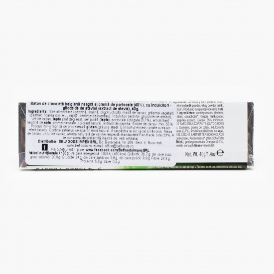 Baton stevia ciocolată neagră și portocale 40g