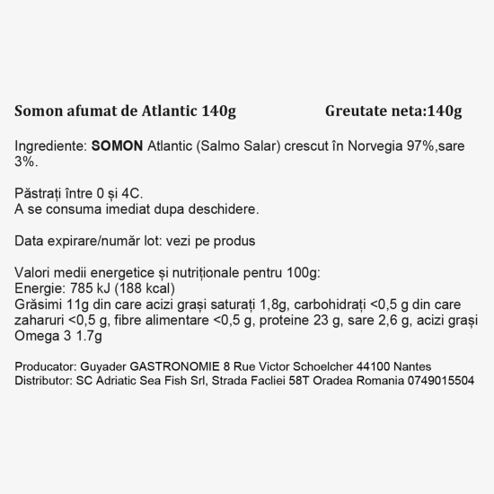 Somon afumat de Atlantic 140g