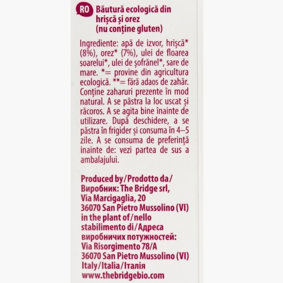 Băutură ecologică din hrișcă și orez 1l
