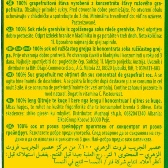 Suc de grepfrut roz 1l