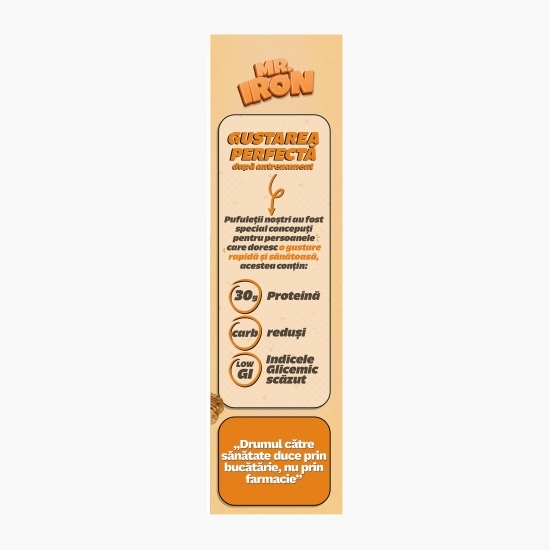 Pufuleți cu aromă de brânză cheddar, cu 30% proteină, fără zahăr și fără gluten, low carb 100g