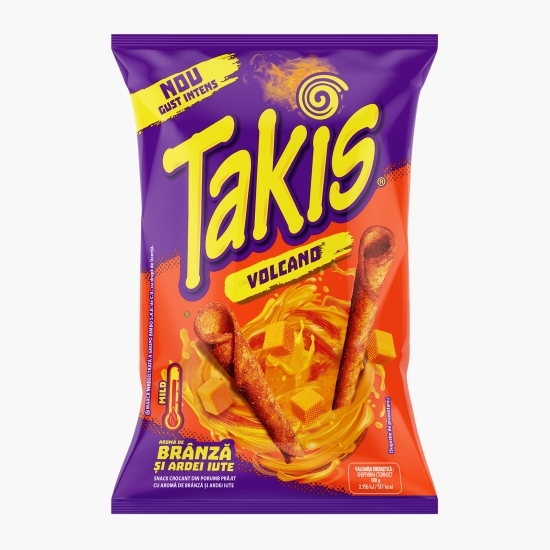 Snacks din porumb cu aromă de brânză și ardei iute Volcano, 90g