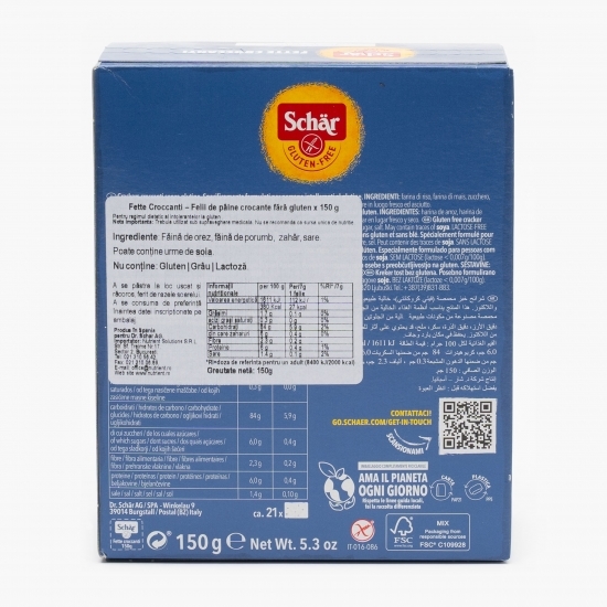 Pâine prăjită fără gluten 150g 