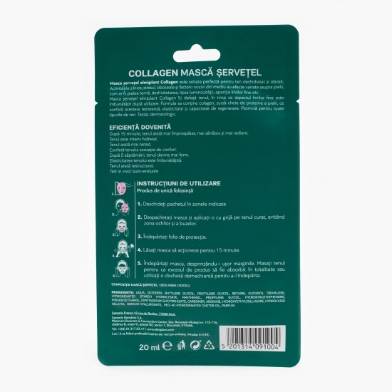 Mască șervețel Collagen pentru toate tipurile de ten, 20ml