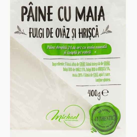 Pâine cu maia, fulgi de ovăz și hrișcă 400g