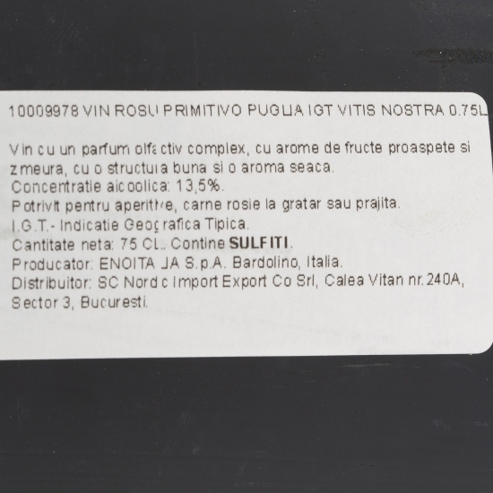 Vin roșu sec Primitivo Puglia, 13.5%, 0.75l