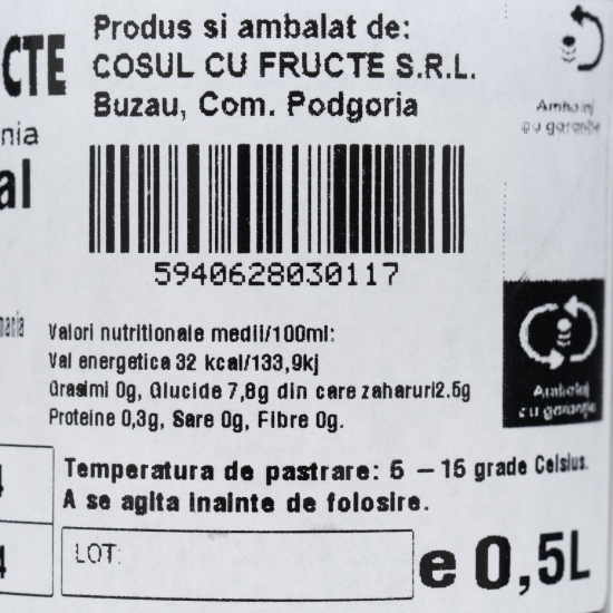 Suc natural de vișine 0.25l