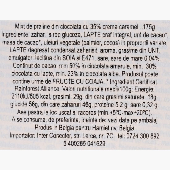 Mini figurine de Paște din ciocolată cu umplutură de caramel 175g