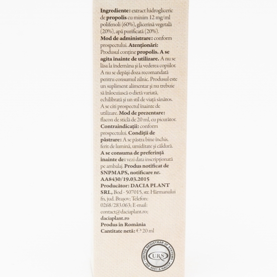 Propolis tinctură fără alcool cu picurător 20ml