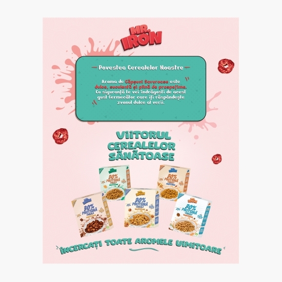 Cereale vegane cu aromă naturală de căpșuni, cu 30% proteină, fără zahăr, low carb, fără gluten 250g