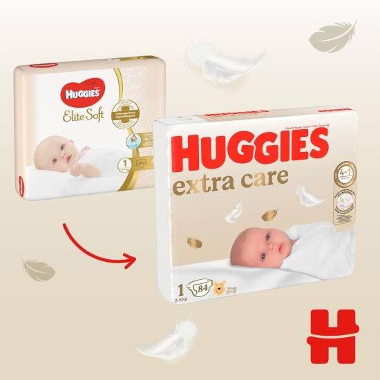 Scutece Extra Care, mărimea 1, Mega, 2-5 kg, 84 buc