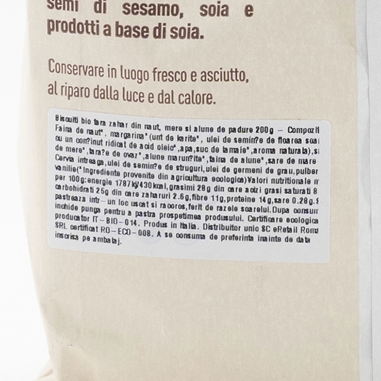 Biscuiți eco fără zahăr din năut, mere și alune de pădure 200g