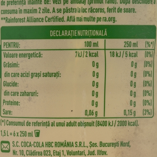 Ceai negru pepene roșu și mentă, zero zahăr, 1.5l