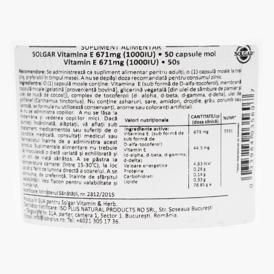 Vitamina E6 671mg, 50 capsule moi