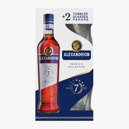 Brandy 7*, 40% alc., 0.7l + 2 pahare