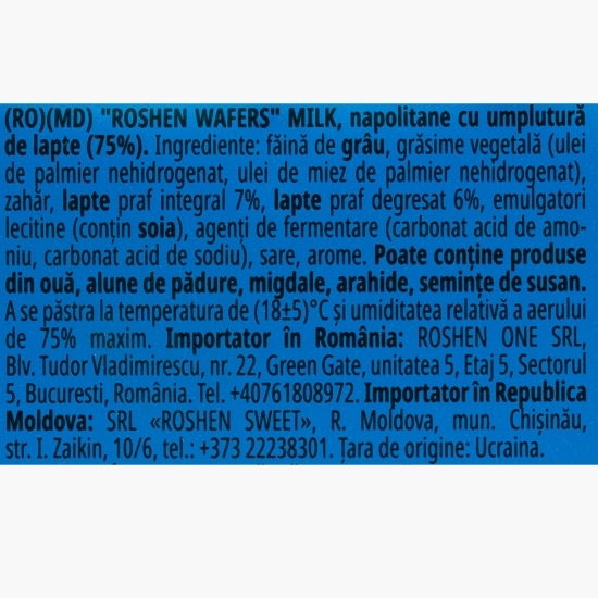 Napolitane cu umplutură de lapte 72g