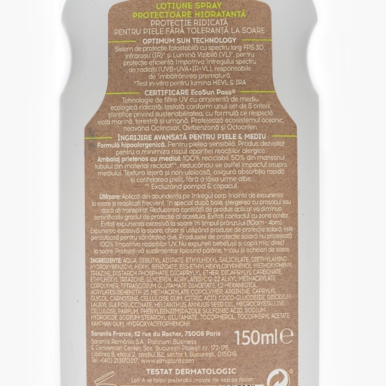 Loțiune spray hidratantă pentru protecție solară, bio, SPF30, 150ml