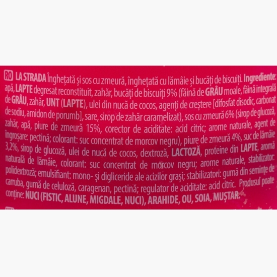 Înghețată cu zmeură, lămâie și biscuiți A Strati, 473ml (330g)
