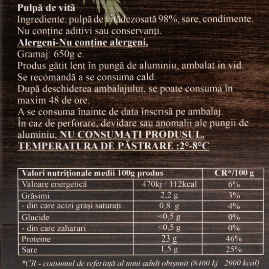 Pulpă de vită gătită lent 650g