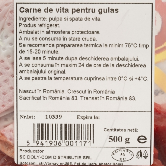 Carne de vită pentru gulaș 500g