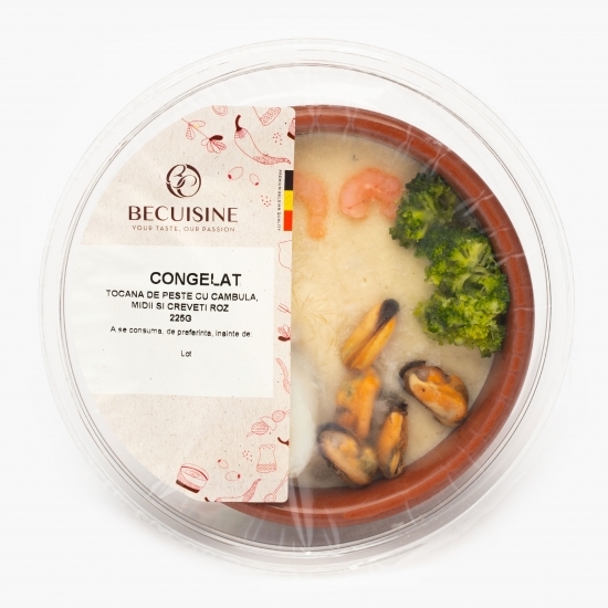 Tocană de pește cu cambula, midii și creveți roz 225g