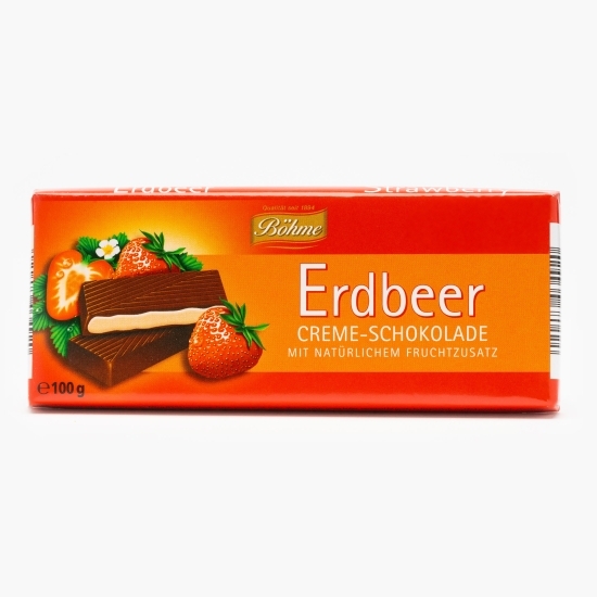 Ciocolată neagră cu o umplutură de cremă de căpșuni 100g