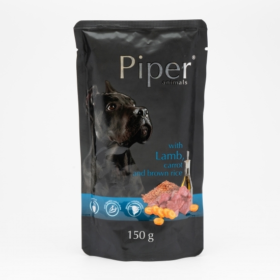 Hrană umedă pentru câini, 150g, cu carne de miel morcovi și orez brun 