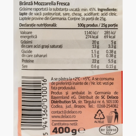 Brânză Mozzarella Fresca 400g