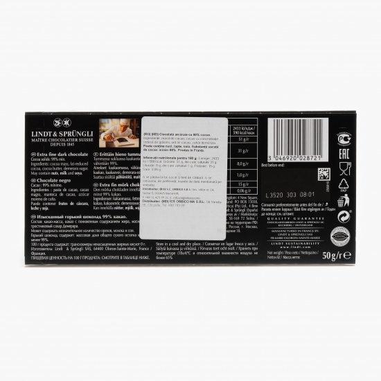 Ciocolată amăruie cu 99% cacao 50g