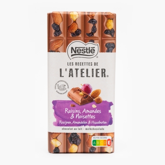 Ciocolată lapte, stafide, migdale și alune 170g