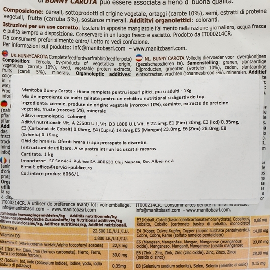 Hrană completă pentru iepuri pui și adulți 1kg