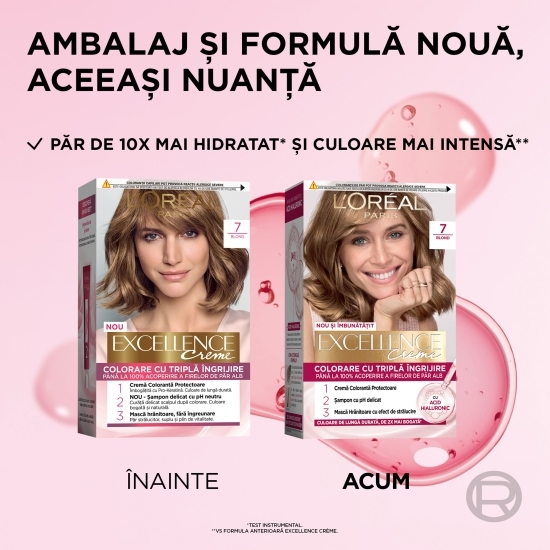 Vopsea de păr permanentă cu amoniac, 7 Blond 192ml