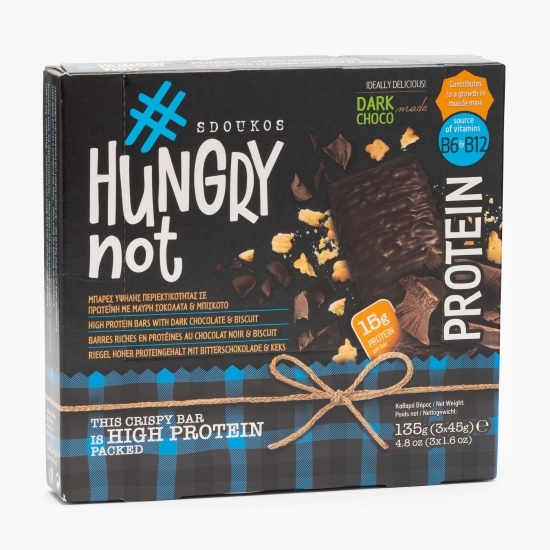 Baton proteic cu ciocolată neagră și biscuit 3x45g
