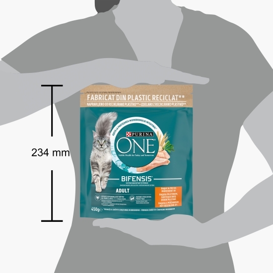 Hrană uscată pentru pisici adulte, 450g, One cu pui