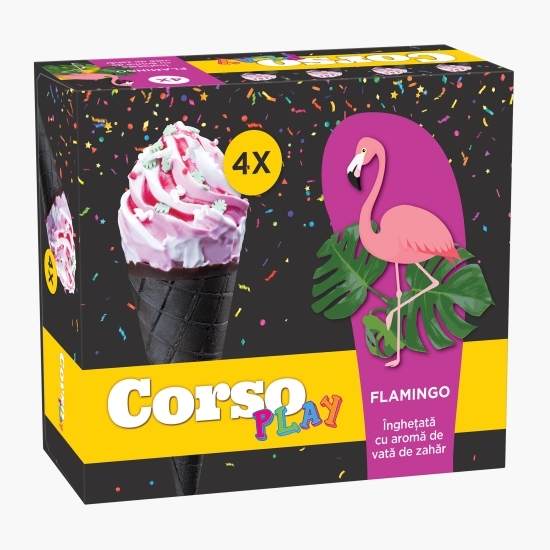 Înghețată Flamingo cu aromă de vată de zahăr 4x130ml