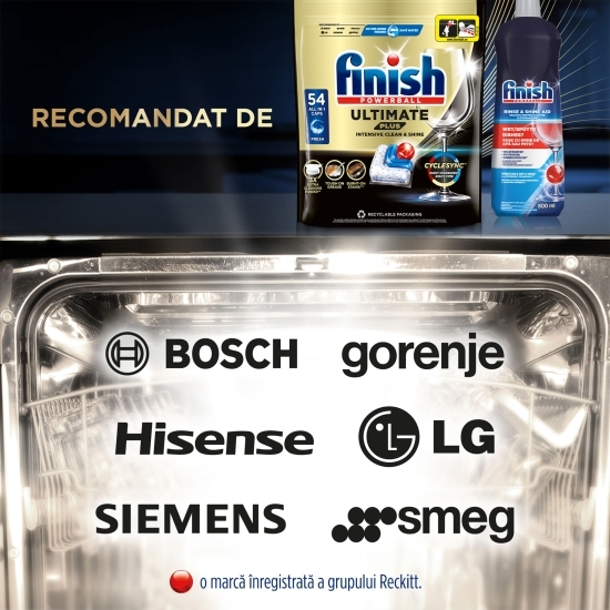 Detergent capsule pentru mașina de spălat vase Finish Ultimate Plus, 54 spălări