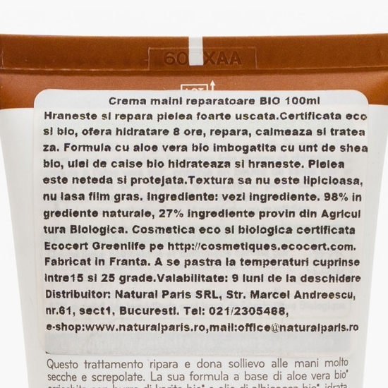 Cremă de mâini bio cu efect reparator 100ml