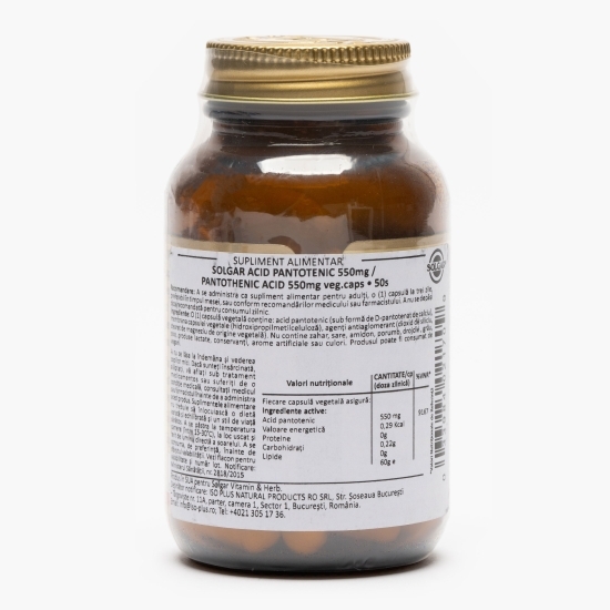 Acid Pantotenic 550mg, 50 capsule vegetale