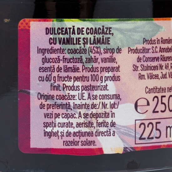 Dulceață de coacăze cu vanilie și lămâie 250g